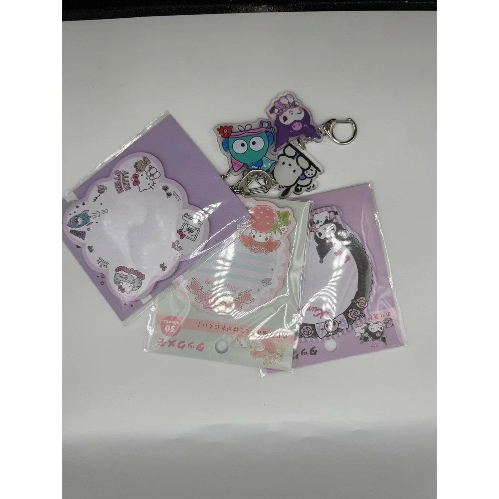 Sanrio Stationery & Keychain Bundle - Sanrio Spiral Notepad, pens and notepads